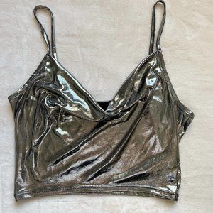 H&M Shimmery Metallic Cowl Crop Top | Size: Small